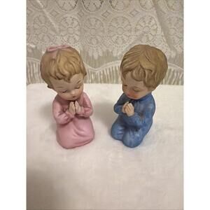 Vintage Young Girl & Boy Praying Figure BRINN Pittsburgh PA 3 3/4" Tall